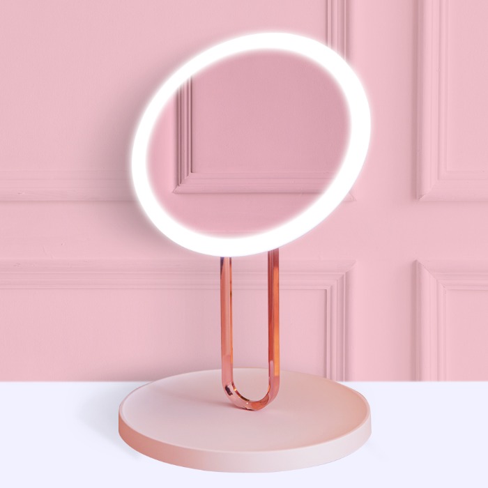 LED 발레 화장대 핑크 원형 조명거울